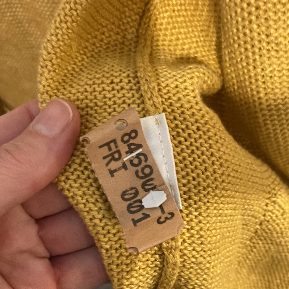 Eileen Fischer petite small mustard yellow cardigan. Italian hemp yarn. - Picture 8 of 9